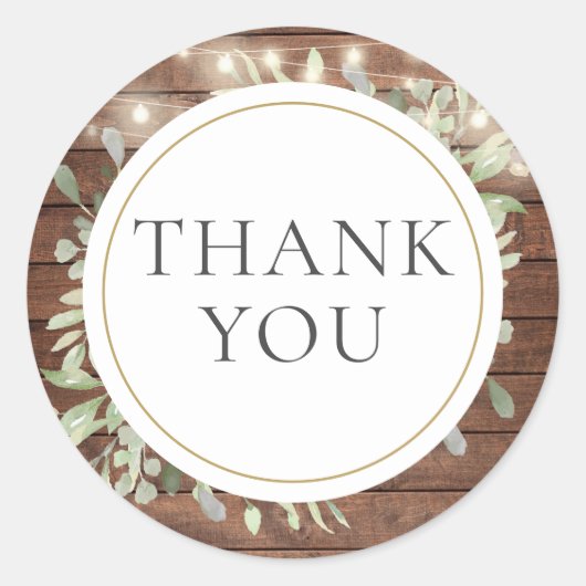 Rustieke String Lights Groen Vrijgezellenfeest Fav Ronde Sticker (Voorkant)