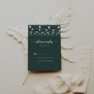 Rustieke String Lights Groene Kalligrafie RSVP Kaartje