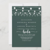 Rustieke String Lights Groene Spaanse bruiloft Kaart (Voorkant)