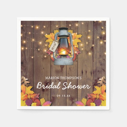 Rustieke String Lights Herfstbladeren Vrijgezellen Servet (Voorkant)