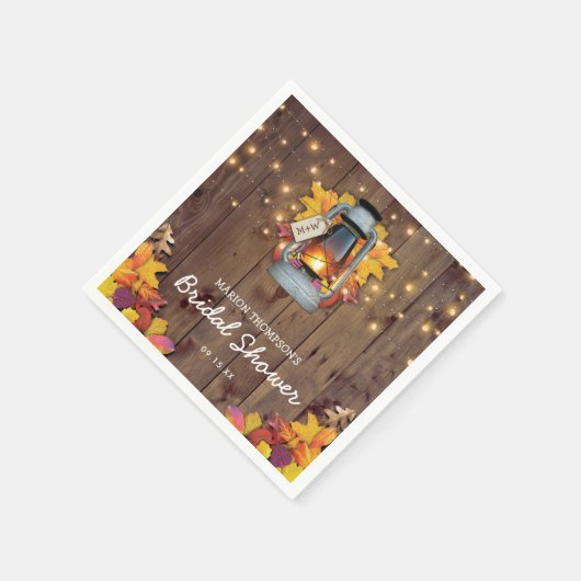 Rustieke String Lights Herfstbladeren Vrijgezellen Servet (Hoek)