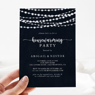 Rustieke String Lights Housewarming Party Kaart