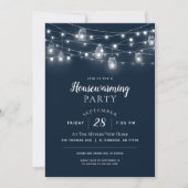 Rustieke String Lights Housewarming Party Uitnodig Kaart (Voorkant)