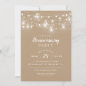 Rustieke String Lights Housewarming Party Uitnodig Kaart (Voorkant)