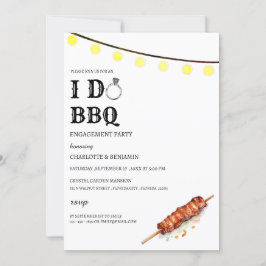Rustieke String Lights Ik doe BBQ Engagement Party Kaart
