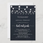 Rustieke String Lights kalligrafie Bat Mitzvah Kaart (Voorkant)