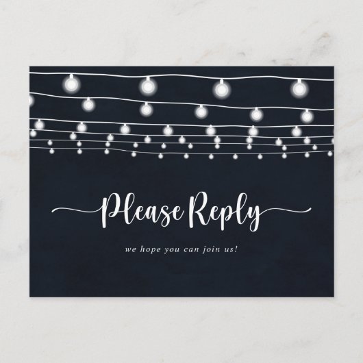 Rustieke String Lights Kalligrafie Menu Keuze RSVP (Voorkant)