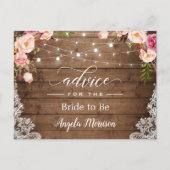 Rustieke String Lights Kant Bloemen Advies Kaart (Voorkant)