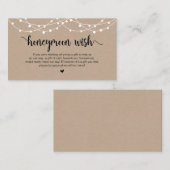 Rustieke String Lights, Kraft, Honeymoon Wish Informatiekaartje (Voorkant / Achterkant)