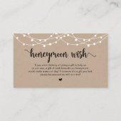 Rustieke String Lights, Kraft, Honeymoon Wish Informatiekaartje (Voorkant)