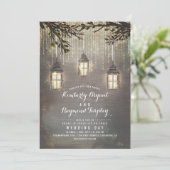 Rustieke String Lights Lantaarns Land Bruiloft Kaart (Staand voorkant)