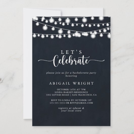 Rustieke String Lights Laten we feest vieren Kaart (Voorkant)