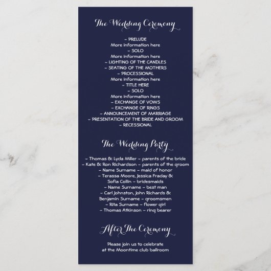 Rustieke String Lights Marine bruiloft programma's (Achterkant)