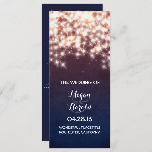 Rustieke String Lights Marine bruiloft programma's (Voorkant / Achterkant)