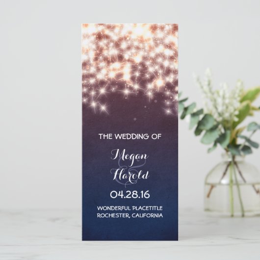 Rustieke String Lights Marine bruiloft programma's (Staand voorkant)