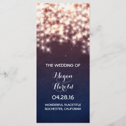 Rustieke String Lights Marine bruiloft programma's (Voorkant)