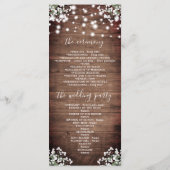 Rustieke String Lights Mason Jar Bruiloft Programmakaart (Achterkant)