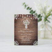 Rustieke String Lights Mason Jar Budget Bruiloft Briefkaart (Staand voorkant)