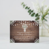 Rustieke String Lights Mason Jar Budget Bruiloft Briefkaart (Staand voorkant)