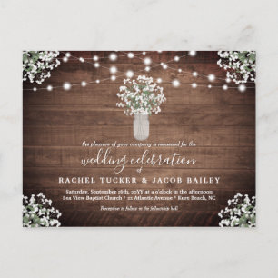 Rustieke String Lights Mason Jar Budget Bruiloft Briefkaart