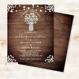 Rustieke String Lights Mason Jar Budget Bruiloft Briefkaart