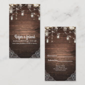 Rustieke String Lights Mason Jar Lace Verwijs een  Aanbevelingskaartje (Voorkant / Achterkant)