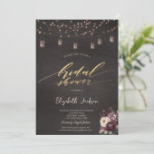 Rustieke String Lights Mason Jar Roos Vrijgezellen Kaart (Staand voorkant)