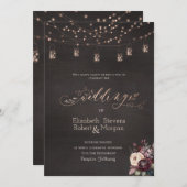 Rustieke String Lights Mason Jar Rozen Bruiloft Kaart (Voorkant / Achterkant)