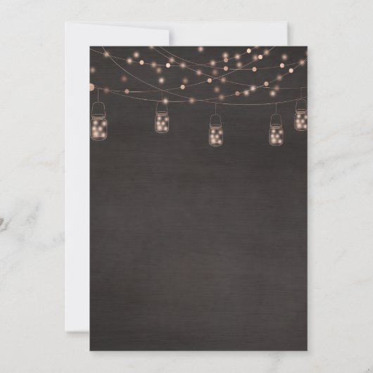 Rustieke String Lights Mason Jar Rozen Verloving Kaart (Achterkant)