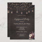 Rustieke String Lights Mason Jar Rozen Verloving Kaart (Voorkant / Achterkant)