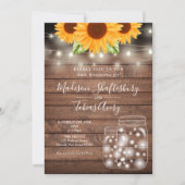 Rustieke String Lights Mason Jar Zonnebloemen Brui Kaart (Voorkant)