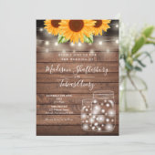 Rustieke String Lights Mason Jar Zonnebloemen Brui Kaart (Staand voorkant)