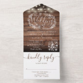 Rustieke String Lights Mason Jars Bloemenbruiloft All In One Uitnodiging (Binnen)