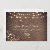 Rustieke String Lights QR Code Wedding Kaart (Voorkant)