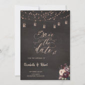 Rustieke String Lights Rozen opslaan van de datum Save The Date (Voorkant)
