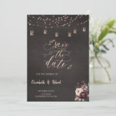 Rustieke String Lights Rozen opslaan van de datum Save The Date (Staand voorkant)