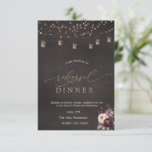 Rustieke String Lights Rozen repetitie diner Kaart (Staand voorkant)