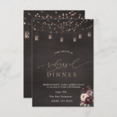 Rustieke String Lights Rozen repetitie diner Kaart (Voorkant / Achterkant)