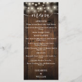 Rustieke String Lights Schuur Hout Wedding Menu (Voorkant)