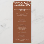 Rustieke String Lights Terracotta Diner Menu (Voorkant)