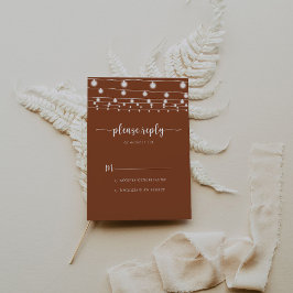 Rustieke String Lights Terracotta Kalligrafie RSVP Kaartje