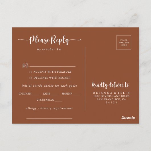 Rustieke String Lights Terracotta Menu Keuze RSVP (Achterkant)