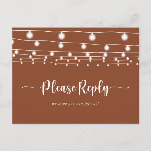 Rustieke String Lights Terracotta Menu Keuze RSVP (Voorkant)
