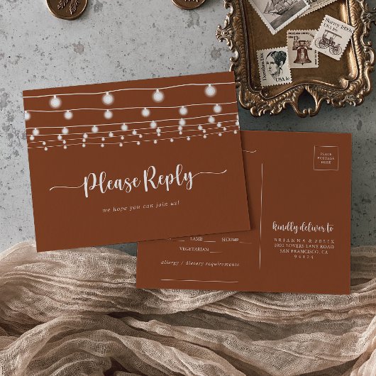 Rustieke String Lights Terracotta Menu Keuze RSVP