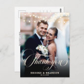 Rustieke String Lights Trouwfoto Dank u Briefkaart (Voorkant / Achterkant)