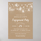 Rustieke String Lights Trouwteken Poster (Voorkant)