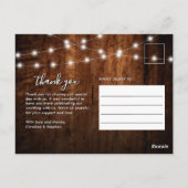 Rustieke String Lights & Wood Wedding Dank u Briefkaart (Achterkant)