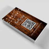 Rustieke String Lights & Wood Wedding RSVP QR Code Informatiekaartje