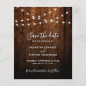 Rustieke String Lights & Wood Wedding Save The Dat (Voorkant)