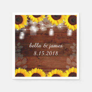 Rustieke String Lights Zonnebloem Papier Servetten